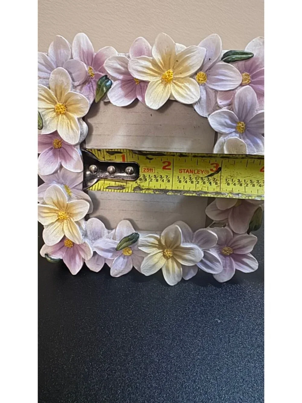 Beautiful pastel floral picture frame featuring dimensional spring flowers